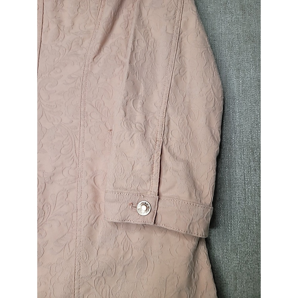 Chico's Elongated Jacquard Paris Pink Button Down Jacket 3 16/18 Cotton/Spandex‎ - Picture 3 of 14